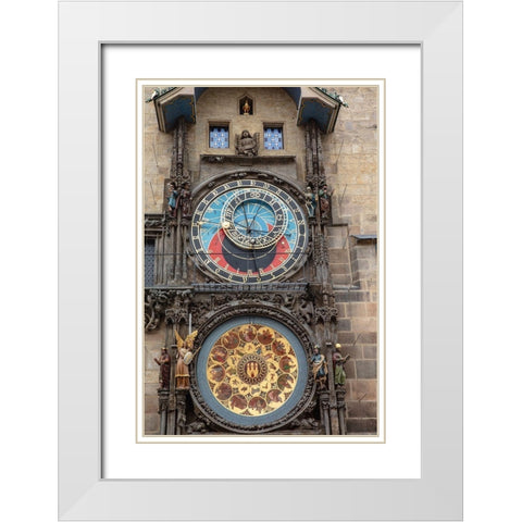 Astronomical Clock Tower in Prague-Czech Republic White Modern Wood Framed Art Print with Double Matting by Haney, Chuck