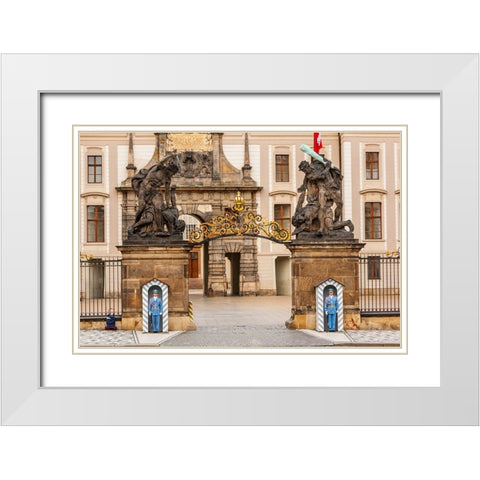 Prague-Czech Republic-The Matthias Gate at Prague Castle-with guards White Modern Wood Framed Art Print with Double Matting by Haseltine, Tom