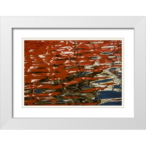 Finland, Helsinki Abstract reflection of ship White Modern Wood Framed Art Print with Double Matting by Ross, Nancy ,  Steve