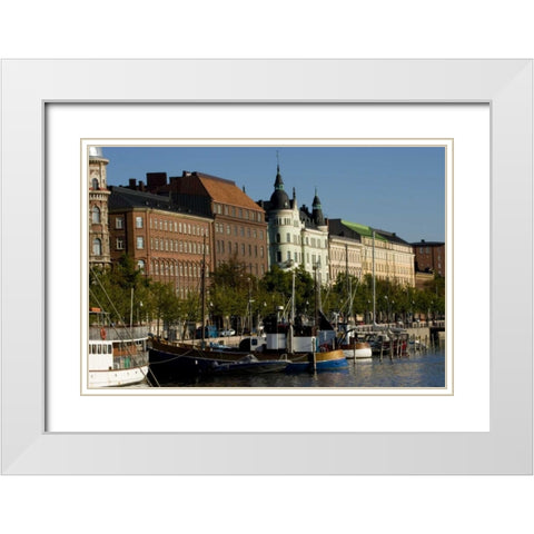 Finland Overview of Helsinki from harbor White Modern Wood Framed Art Print with Double Matting by Ross, Nancy ,  Steve