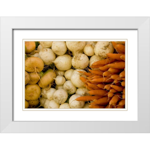 Finland, Helsinki Produce at an outdoor market White Modern Wood Framed Art Print with Double Matting by Ross, Nancy ,  Steve