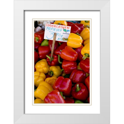 Finland, Helsinki Produce at an outdoor market White Modern Wood Framed Art Print with Double Matting by Ross, Nancy ,  Steve