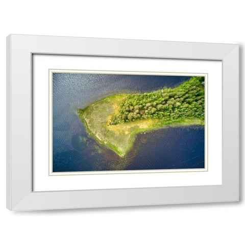 Finlandia-Savonlinna-aerial view-peninsula in a lake White Modern Wood Framed Art Print with Double Matting by Molinari, Michele