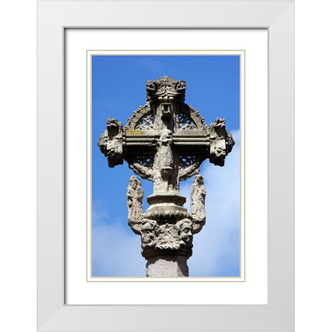 Stone cross-Le Treport-Normandy-France White Modern Wood Framed Art Print with Double Matting by Bartel, Alex