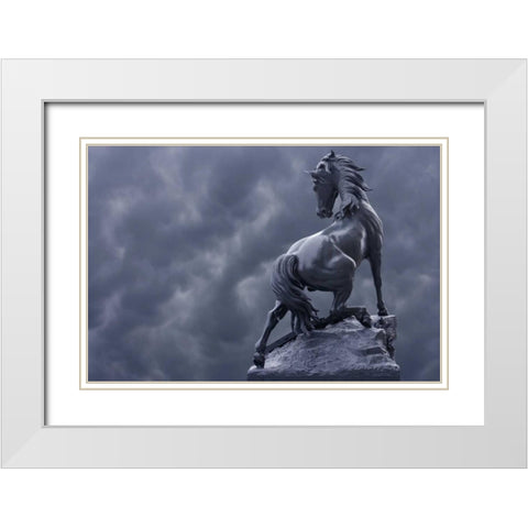 France, Paris Horse sculpture by Musee dOrsay White Modern Wood Framed Art Print with Double Matting by Zuckerman, Jim