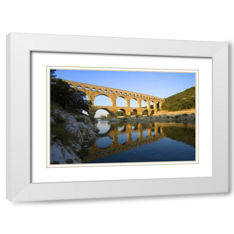 France, Avignon The Pont du Gard Roman aqueduct White Modern Wood Framed Art Print with Double Matting by Zuckerman, Jim