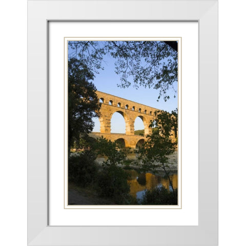 France, Avignon The Pont du Gard Roman aqueduct White Modern Wood Framed Art Print with Double Matting by Zuckerman, Jim