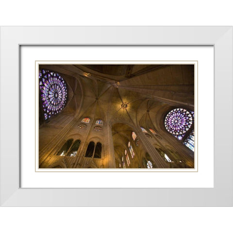 France, Paris Interior of Notre Dame Cathedral White Modern Wood Framed Art Print with Double Matting by Zuckerman, Jim