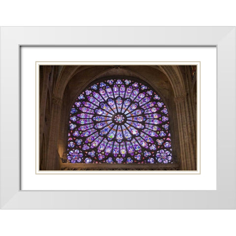 France, Paris Notre Dame Cathedral interior White Modern Wood Framed Art Print with Double Matting by Zuckerman, Jim