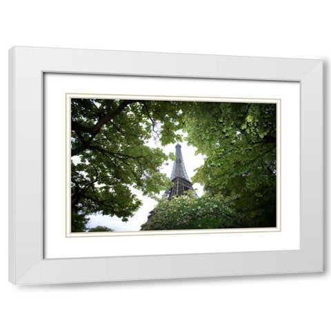 France, Paris Portion of Eiffel Tower in daytime White Modern Wood Framed Art Print with Double Matting by Zuckerman, Jim