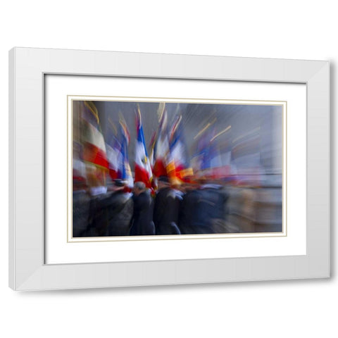 France, Paris Ceremony at the Arc de Triomphe White Modern Wood Framed Art Print with Double Matting by Zuckerman, Jim