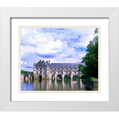 France, Loire Valley Chateau de Chenonceau White Modern Wood Framed Art Print with Double Matting by Zuckerman, Jim