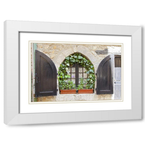 France, Provence, Vence Window and shutters White Modern Wood Framed Art Print with Double Matting by Lord, Fred
