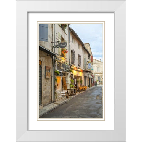 France, Provence Shops and restaurants White Modern Wood Framed Art Print with Double Matting by Lord, Fred