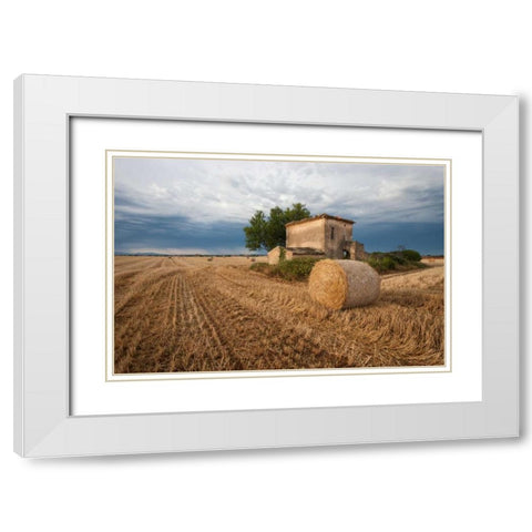 Europe, France Hay bale in Provence field White Modern Wood Framed Art Print with Double Matting by Anon, Ellen