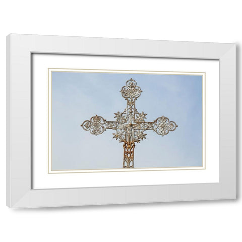 France-Giverny Detail of iron cross  White Modern Wood Framed Art Print with Double Matting by Jaynes Gallery