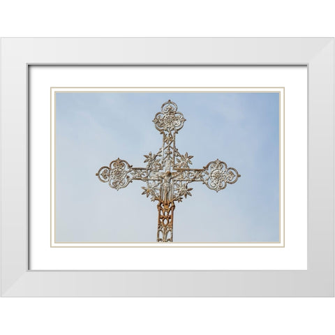 France-Giverny Detail of iron cross  White Modern Wood Framed Art Print with Double Matting by Jaynes Gallery