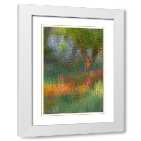 France-Giverny Impression of flowers in Monets Garden  White Modern Wood Framed Art Print with Double Matting by Jaynes Gallery