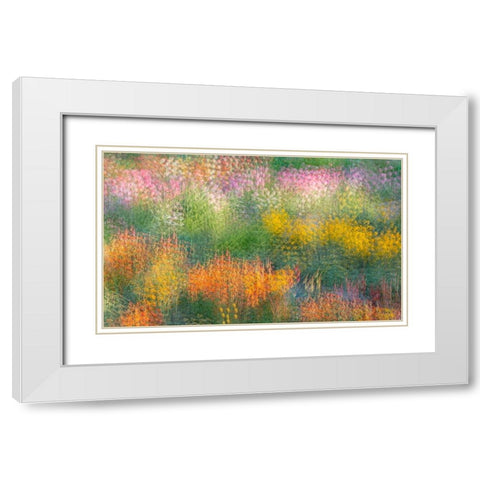 France-Giverny Impression of flowers in Monets Garden  White Modern Wood Framed Art Print with Double Matting by Jaynes Gallery
