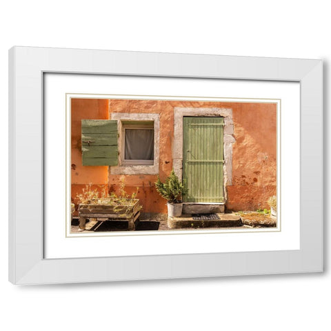Europe-France-Cereste-Weathered old house exterior White Modern Wood Framed Art Print with Double Matting by Jaynes Gallery