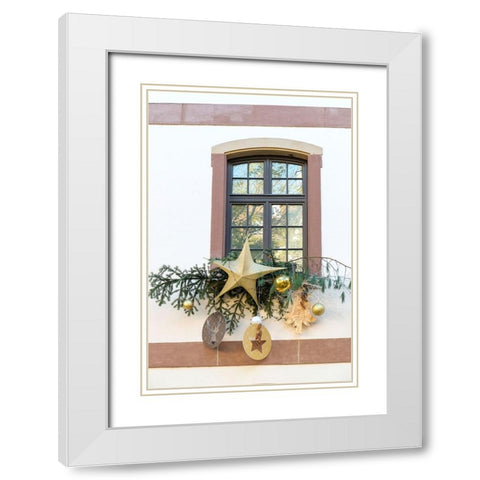 Strasbourg-France Christmas decoration adorns windows White Modern Wood Framed Art Print with Double Matting by McRoberts, Julien