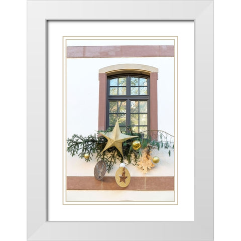 Strasbourg-France Christmas decoration adorns windows White Modern Wood Framed Art Print with Double Matting by McRoberts, Julien