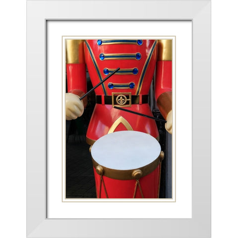 Strasbourg-France Large soldier playing a drum as part of festive holiday decor at Christmas White Modern Wood Framed Art Print with Double Matting by McRoberts, Julien