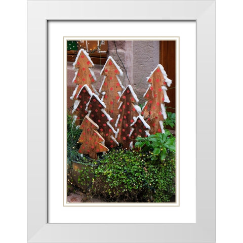 Riquewihr-France Village established in the 1400s in the Alsace Region Christmas decor White Modern Wood Framed Art Print with Double Matting by McRoberts, Julien