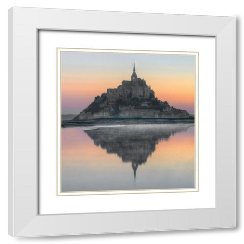 Mont Saint-Michel on the Normandy coast of France White Modern Wood Framed Art Print with Double Matting by Steve Mohlenkamp