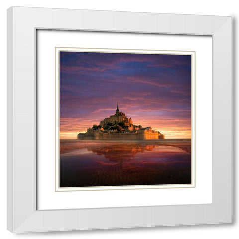 Mont Saint-Michel on the Normandy coast of France White Modern Wood Framed Art Print with Double Matting by Steve Mohlenkamp