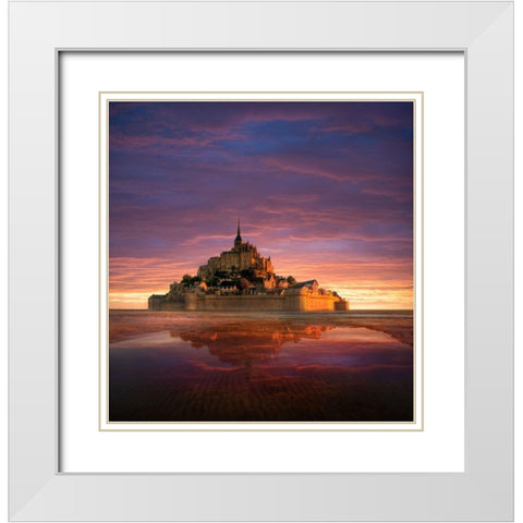 Mont Saint-Michel on the Normandy coast of France White Modern Wood Framed Art Print with Double Matting by Steve Mohlenkamp