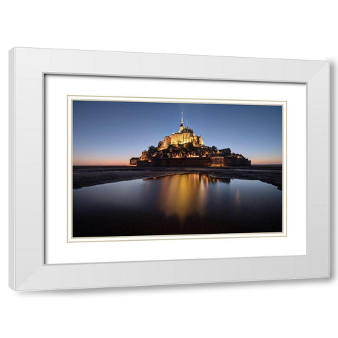 Mont Saint-Michel on the Normandy coast of France White Modern Wood Framed Art Print with Double Matting by Steve Mohlenkamp