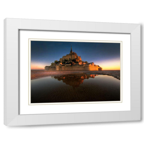 Mont Saint-Michel on the Normandy coast of France White Modern Wood Framed Art Print with Double Matting by Steve Mohlenkamp
