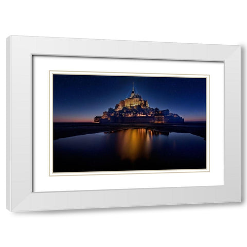 Mont Saint-Michel on the Normandy coast of France White Modern Wood Framed Art Print with Double Matting by Steve Mohlenkamp