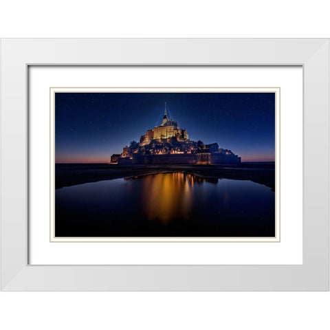 Mont Saint-Michel on the Normandy coast of France White Modern Wood Framed Art Print with Double Matting by Steve Mohlenkamp