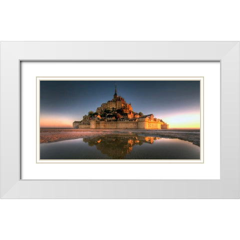 Mont Saint-Michel on the Normandy coast of France White Modern Wood Framed Art Print with Double Matting by Steve Mohlenkamp