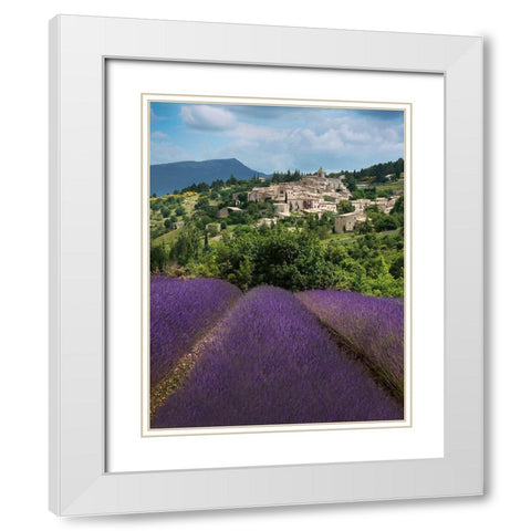 Lavender bloom near Sault in the south of France White Modern Wood Framed Art Print with Double Matting by Steve Mohlenkamp