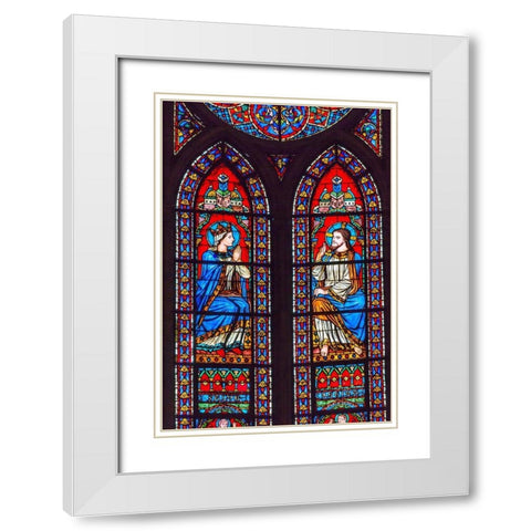 Jesus Christ Mary stained glass-Notre Dame Cathedral-Paris-France  White Modern Wood Framed Art Print with Double Matting by Perry, William