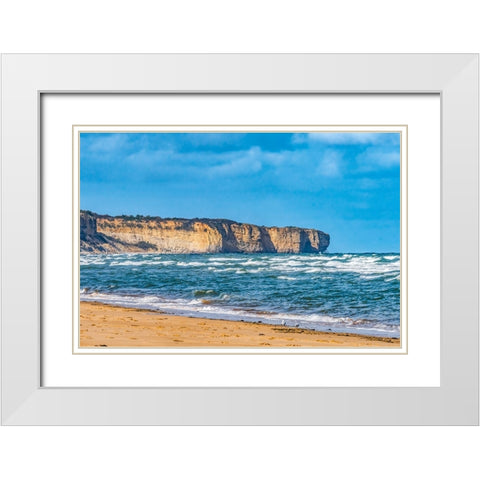 High cliffs- Omaha Beach- Normandy- France. White Modern Wood Framed Art Print with Double Matting by Perry, William