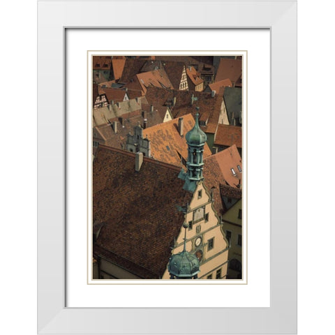 Germany, Rothenburg, Overview of rooftops White Modern Wood Framed Art Print with Double Matting by Satushek, Steve