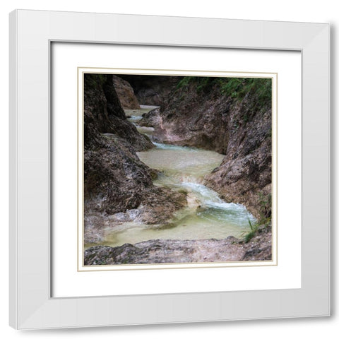 Germany-Berchtesgaden-Almbach Gorge and Waterfall White Modern Wood Framed Art Print with Double Matting by Looney, Hollice