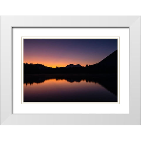 Germany-Bavaria-Ramsau bei Berchtesgaden-Lake Hintersee in Early Morning Light White Modern Wood Framed Art Print with Double Matting by Looney, Hollice