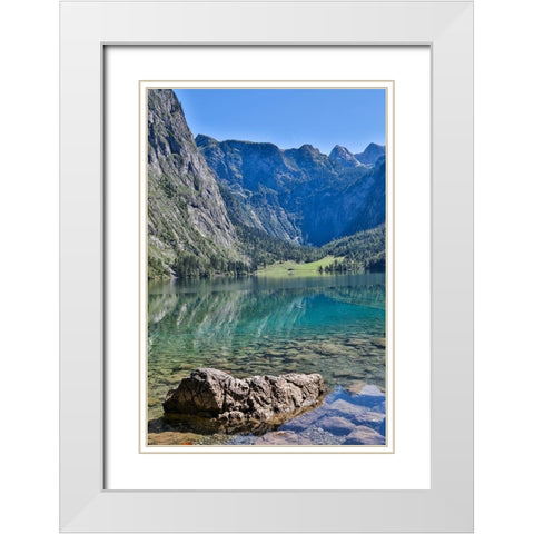 Germany-Bavaria-Schoenau am Konigssee-Lake Obersee White Modern Wood Framed Art Print with Double Matting by Looney, Hollice