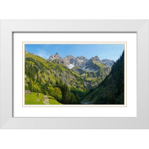 Mount Trettachspitze and mount Madelegabel in the Allgau Alps-Germany-Bavaria White Modern Wood Framed Art Print with Double Matting by Zwick, Martin