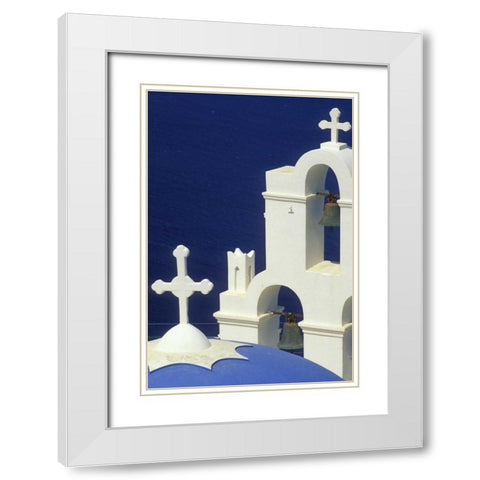Greece, Santorini Greek church and its bells White Modern Wood Framed Art Print with Double Matting by Anon, Josh