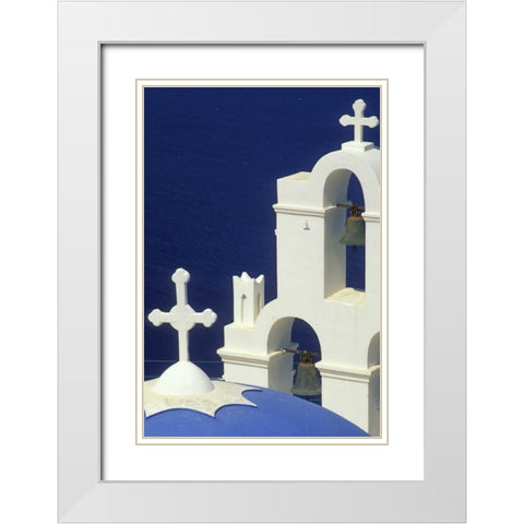 Greece, Santorini Greek church and its bells White Modern Wood Framed Art Print with Double Matting by Anon, Josh