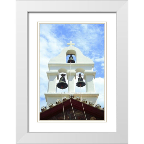 Greece, Island of Hydra Bells on a chapel White Modern Wood Framed Art Print with Double Matting by Noble Gardner, Nancy