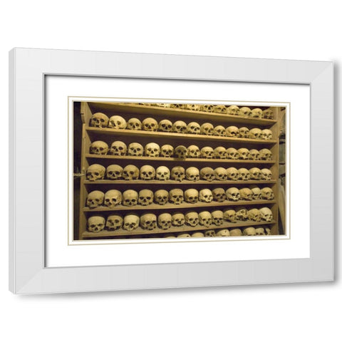 Greece, Meteora Skull at Grand Meteora Monastery White Modern Wood Framed Art Print with Double Matting by Young, Bill