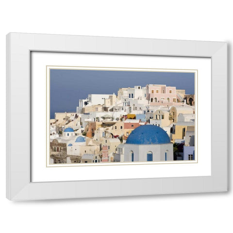 Greece, Santorini, Thira, Oia City Overlook White Modern Wood Framed Art Print with Double Matting by Young, Bill