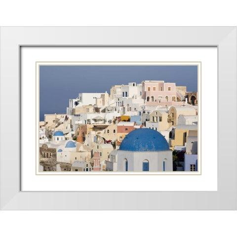 Greece, Santorini, Thira, Oia City Overlook White Modern Wood Framed Art Print with Double Matting by Young, Bill